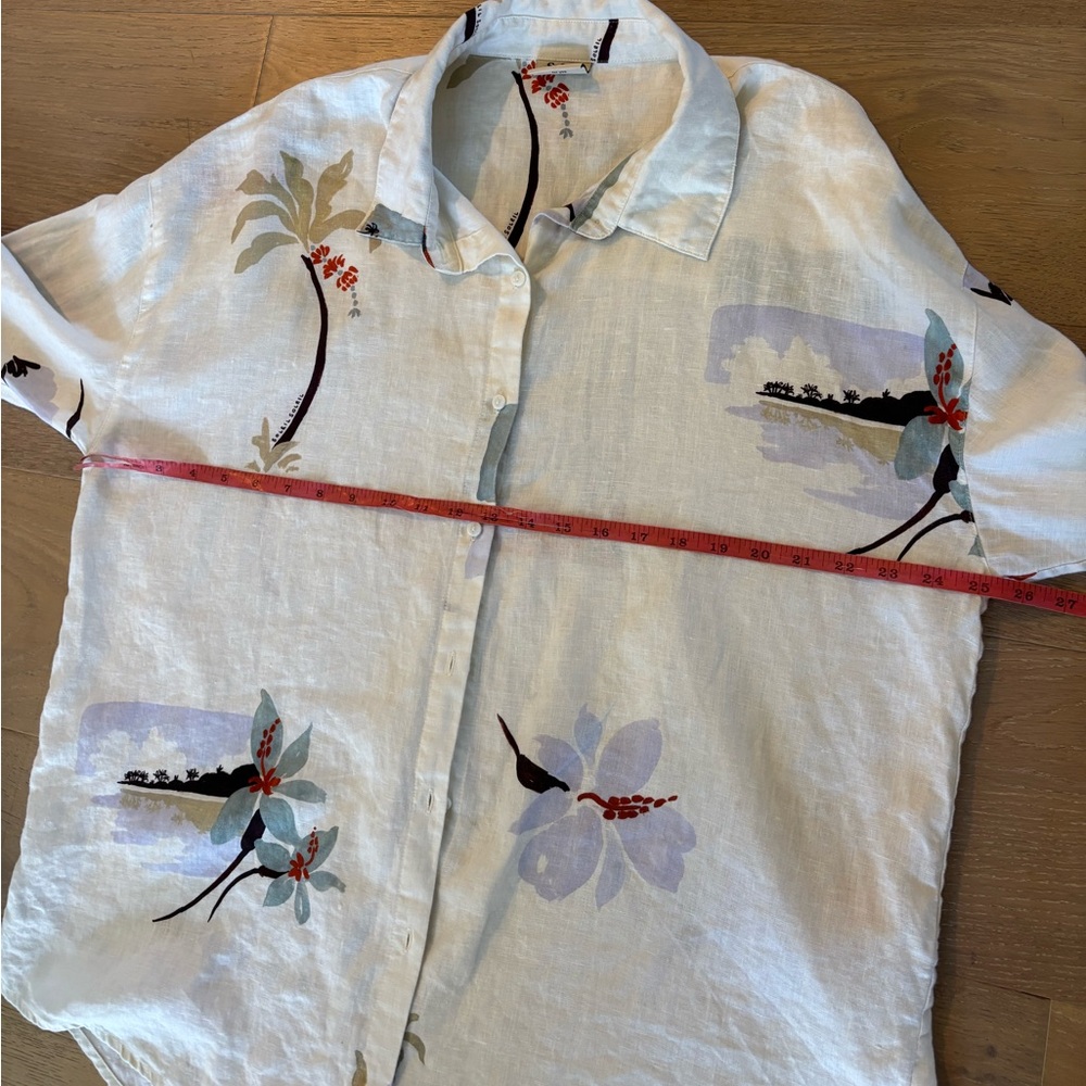 Soleil Soleil Keaton Shirt Hula Vacation Print Shirt Dress Tunic Button Top Sz 2 - Picture 13 of 15